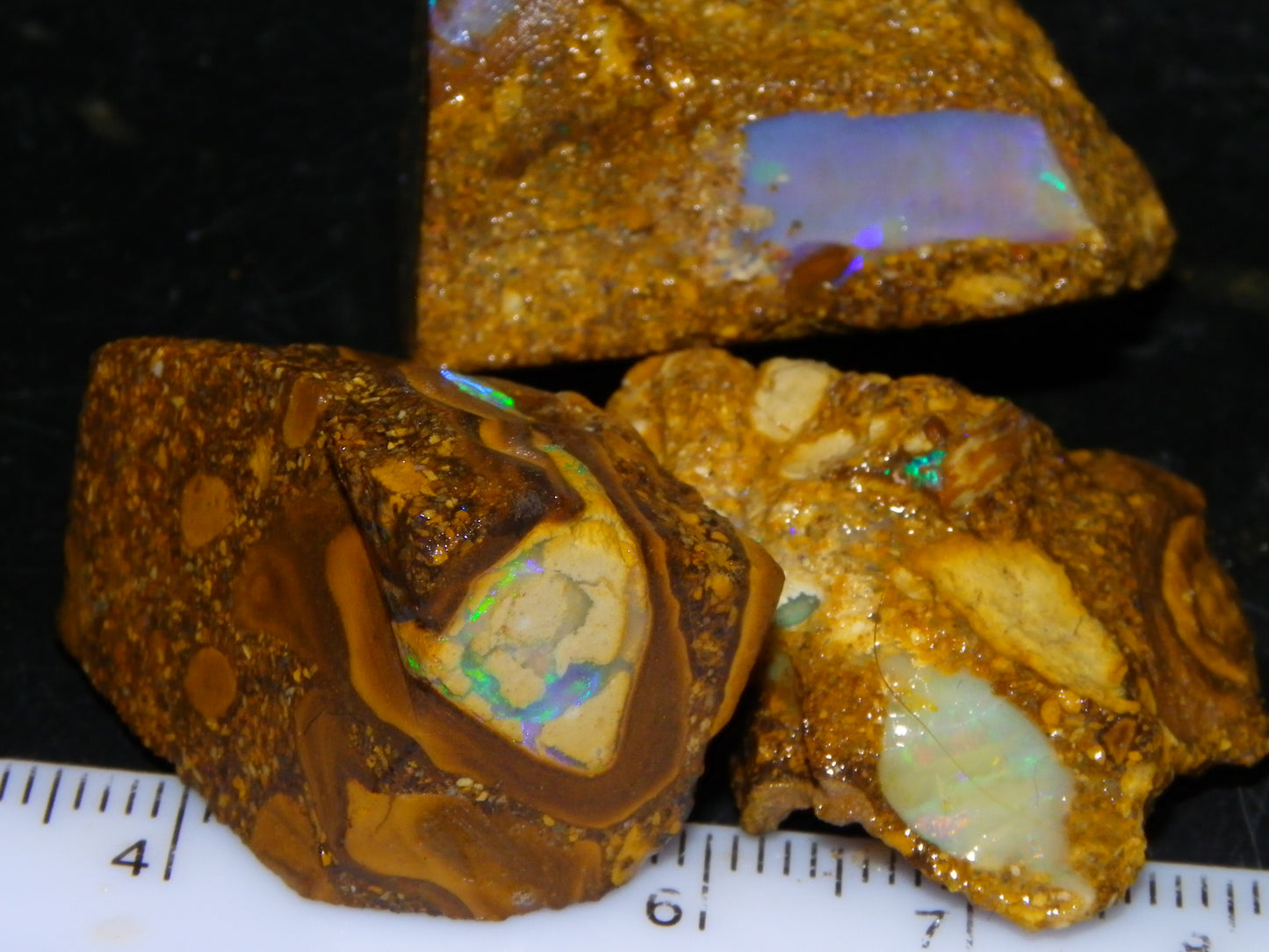 3 Nice Pipe/Crystal Opal Rough specimens 174.5cts Queensland, Opalton Australia