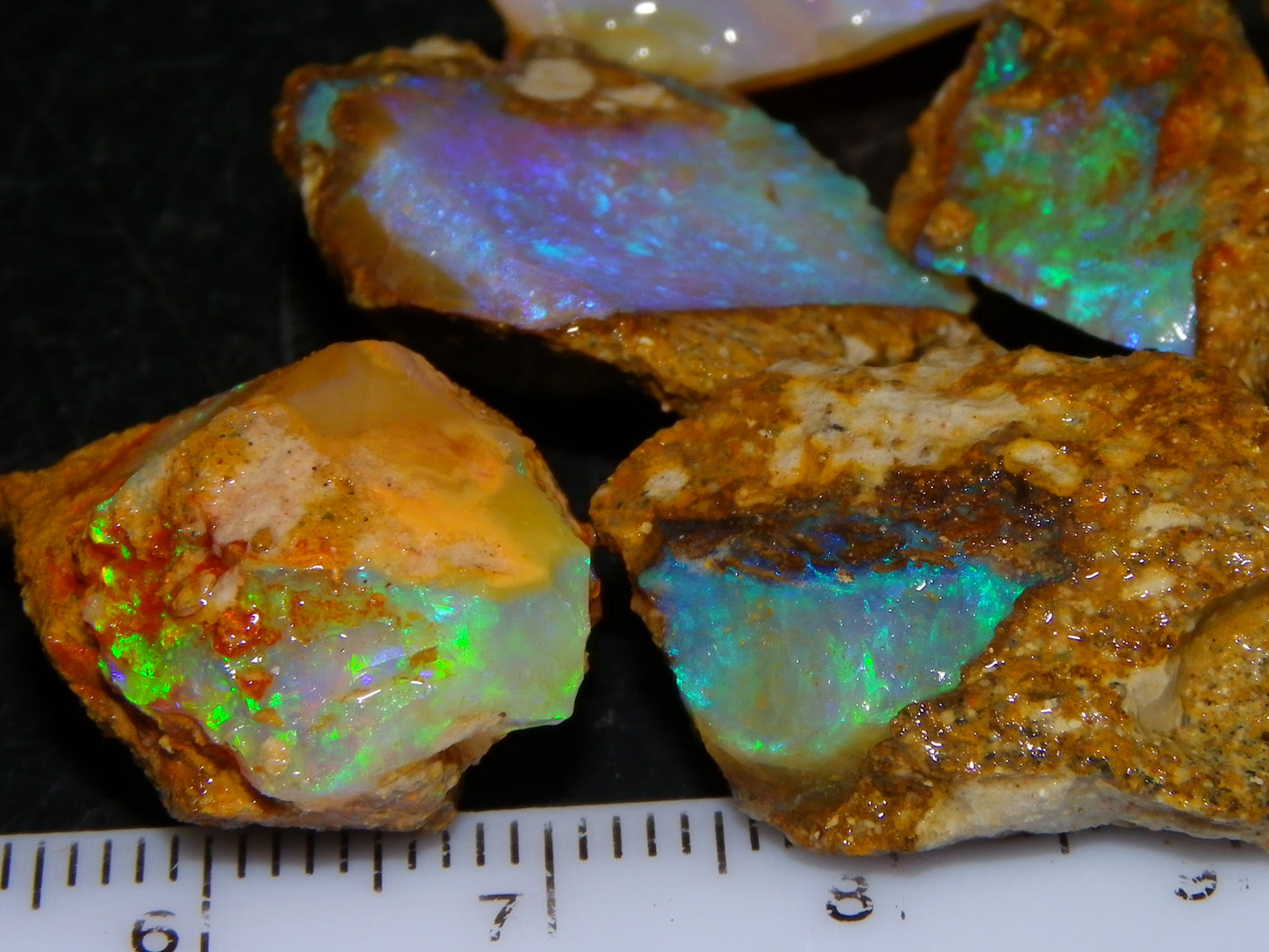 Nice Rough Pipe/Crystal Opal Parcel 163.5cts Blue/Green/Purple Fires Australia