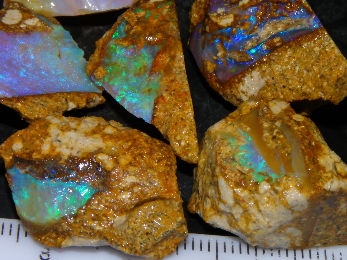 Nice Rough Pipe/Crystal Opal Parcel 163.5cts Blue/Green/Purple Fires Australia