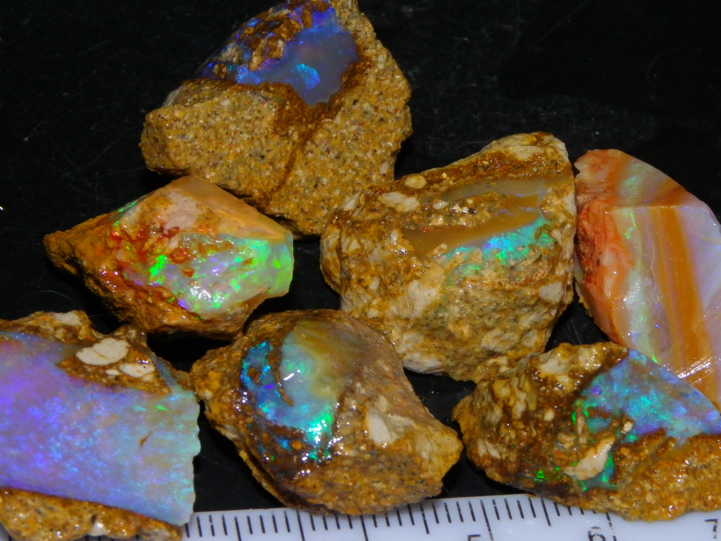 Nice Rough Pipe/Crystal Opal Parcel 163.5cts Blue/Green/Purple Fires Australia