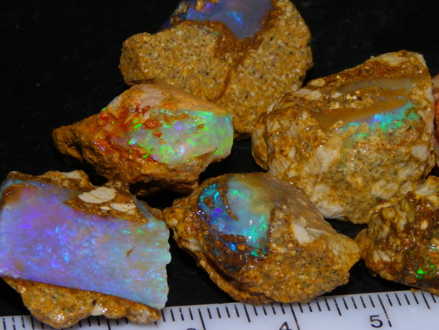 Nice Rough Pipe/Crystal Opal Parcel 163.5cts Blue/Green/Purple Fires Australia