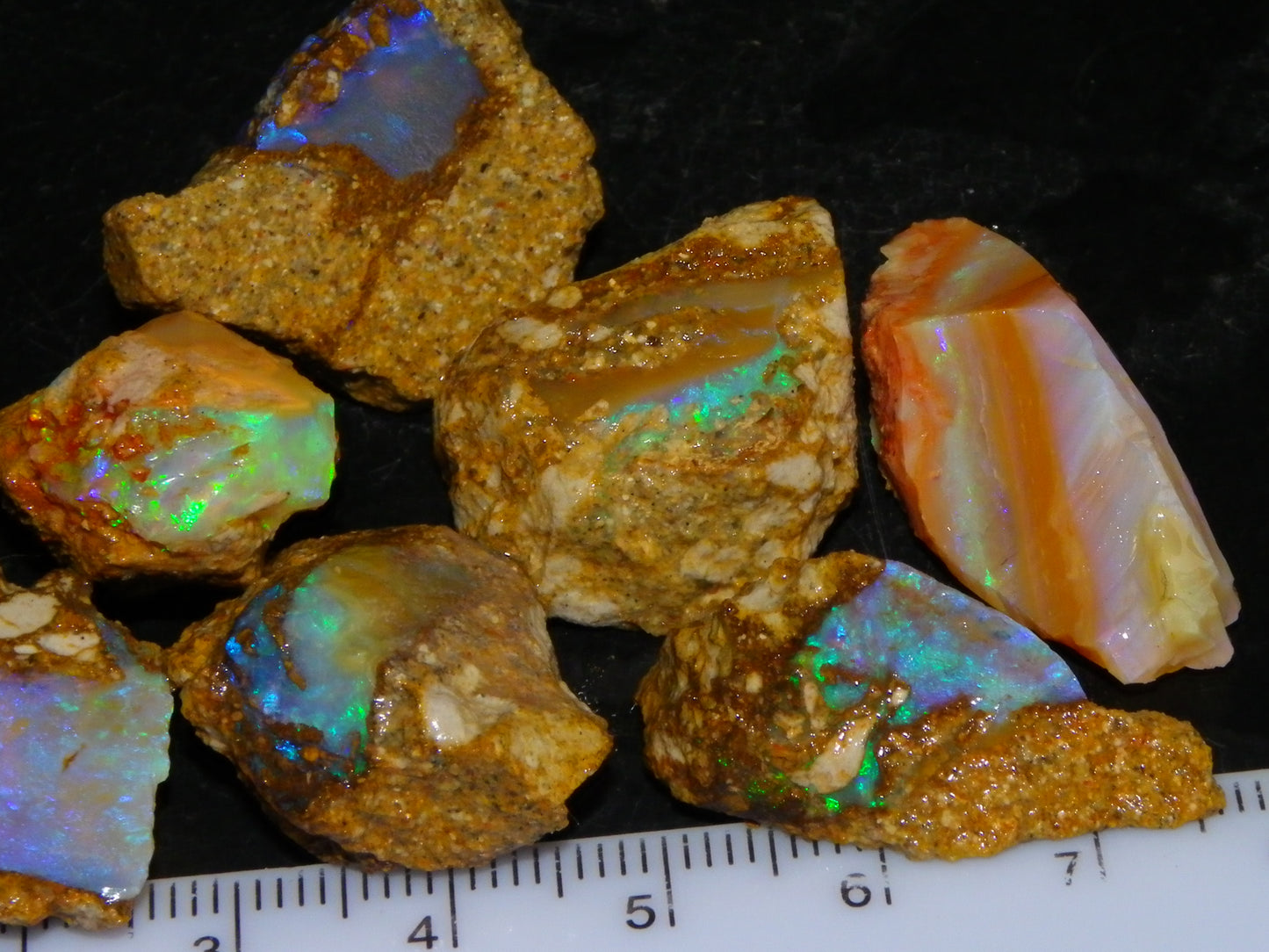 Nice Rough Pipe/Crystal Opal Parcel 163.5cts Blue/Green/Purple Fires Australia
