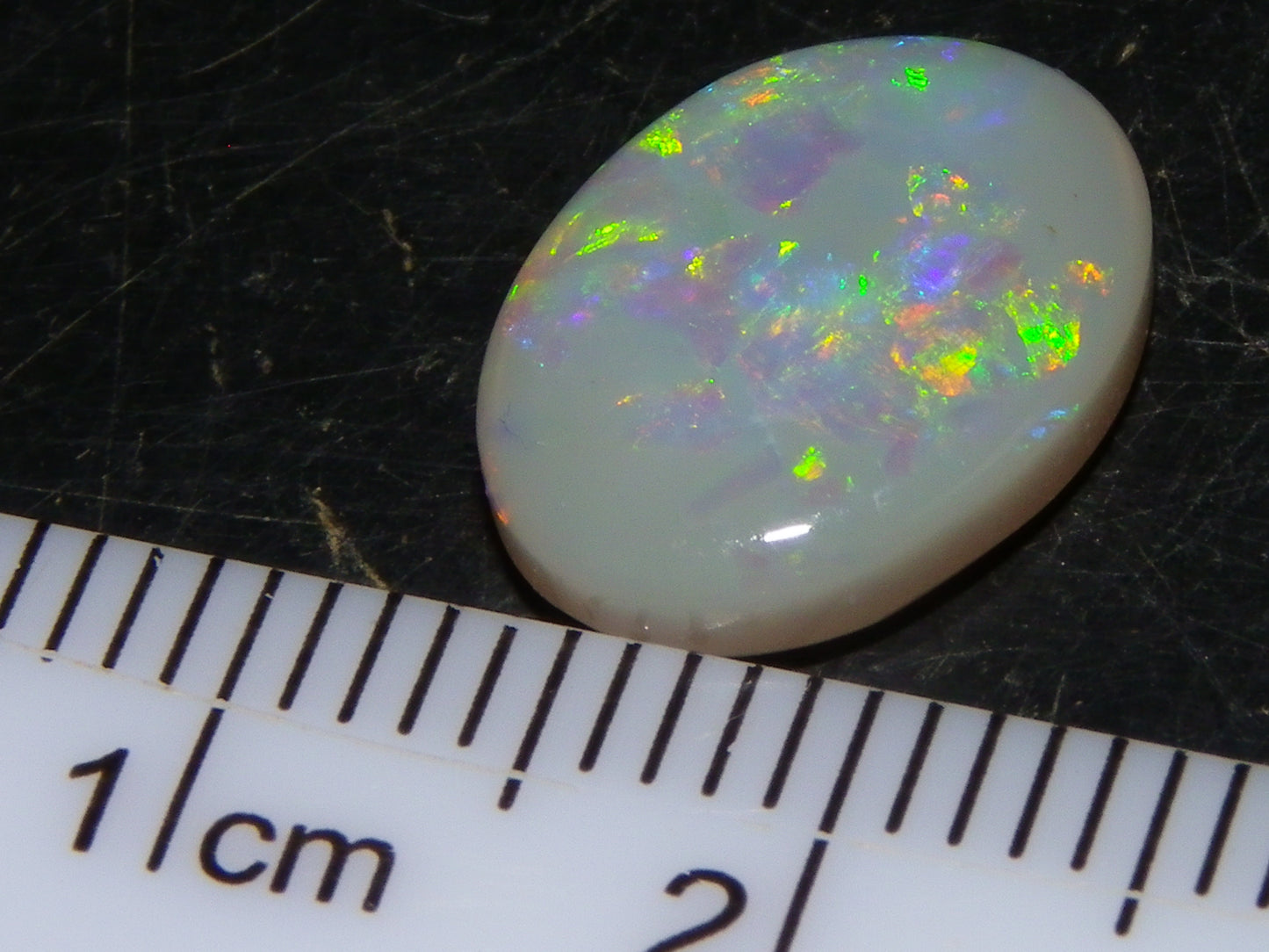Gem Lightning Ridge Opal Cab 2.95cts Multicolour Fires Light Grey Base Australia