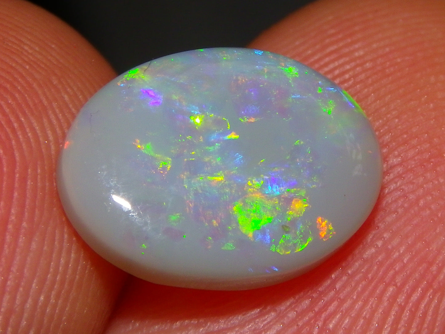 Gem Lightning Ridge Opal Cab 2.95cts Multicolour Fires Light Grey Base Australia