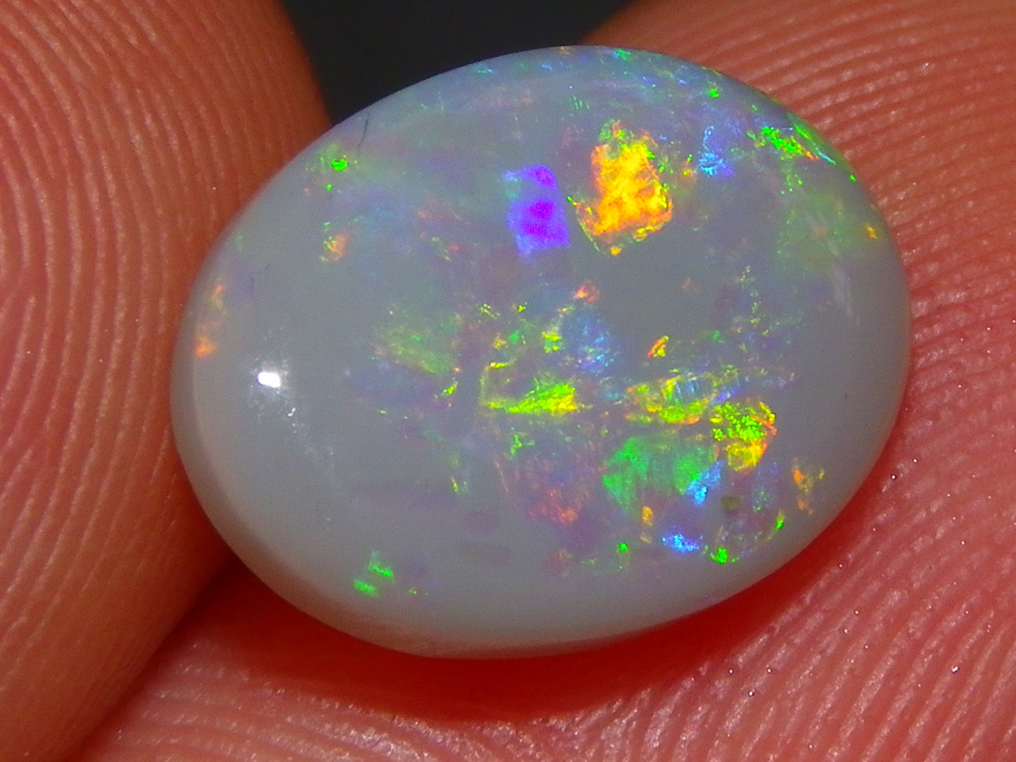 Gem Lightning Ridge Opal Cab 2.95cts Multicolour Fires Light Grey Base Australia