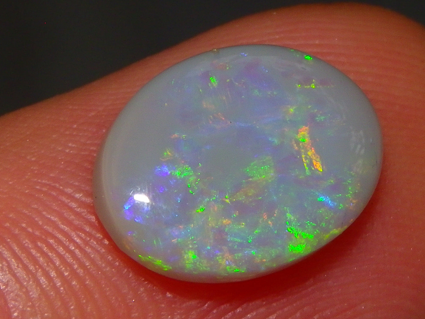 Gem Lightning Ridge Opal Cab 2.95cts Multicolour Fires Light Grey Base Australia