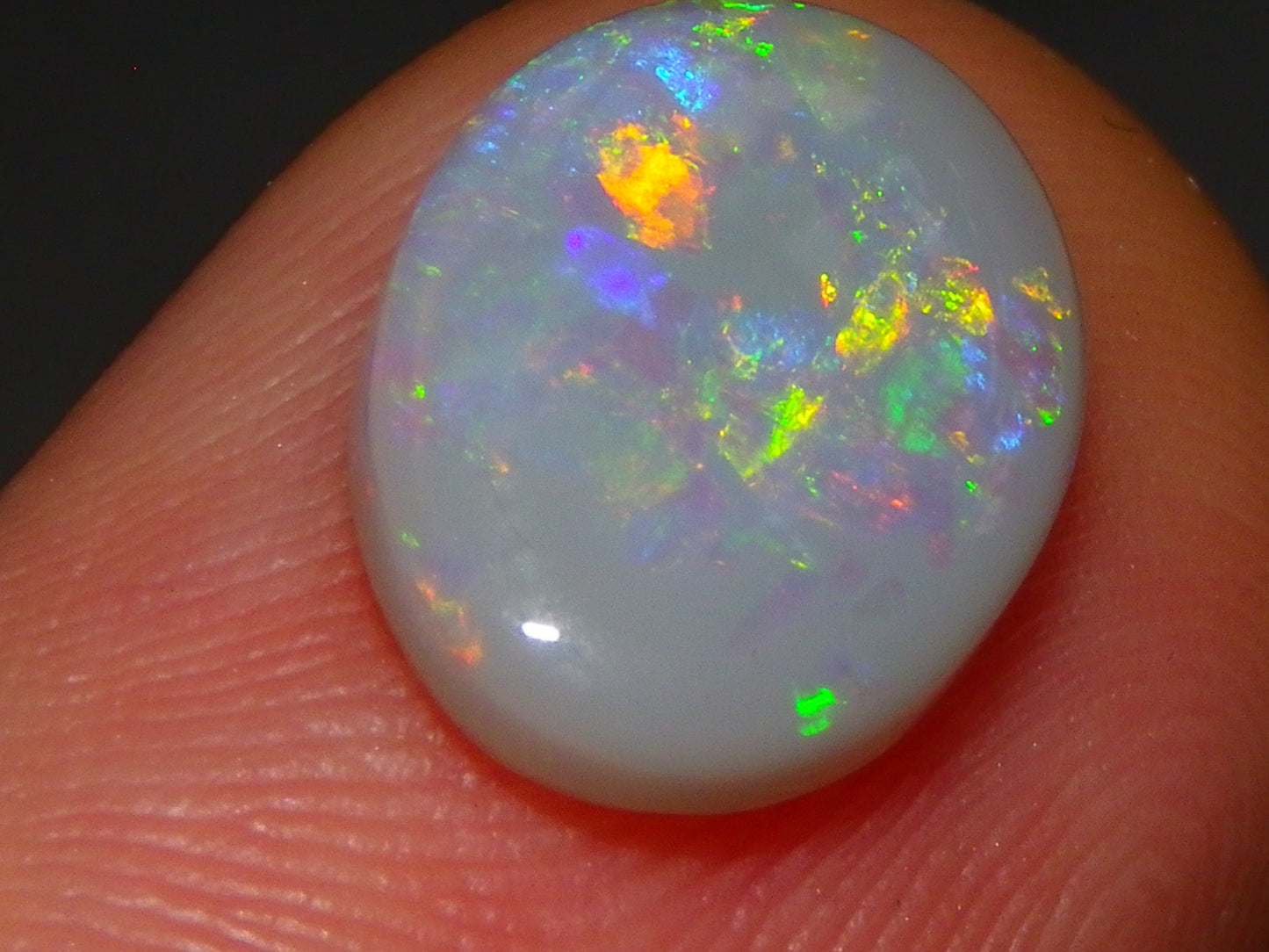Gem Lightning Ridge Opal Cab 2.95cts Multicolour Fires Light Grey Base Australia