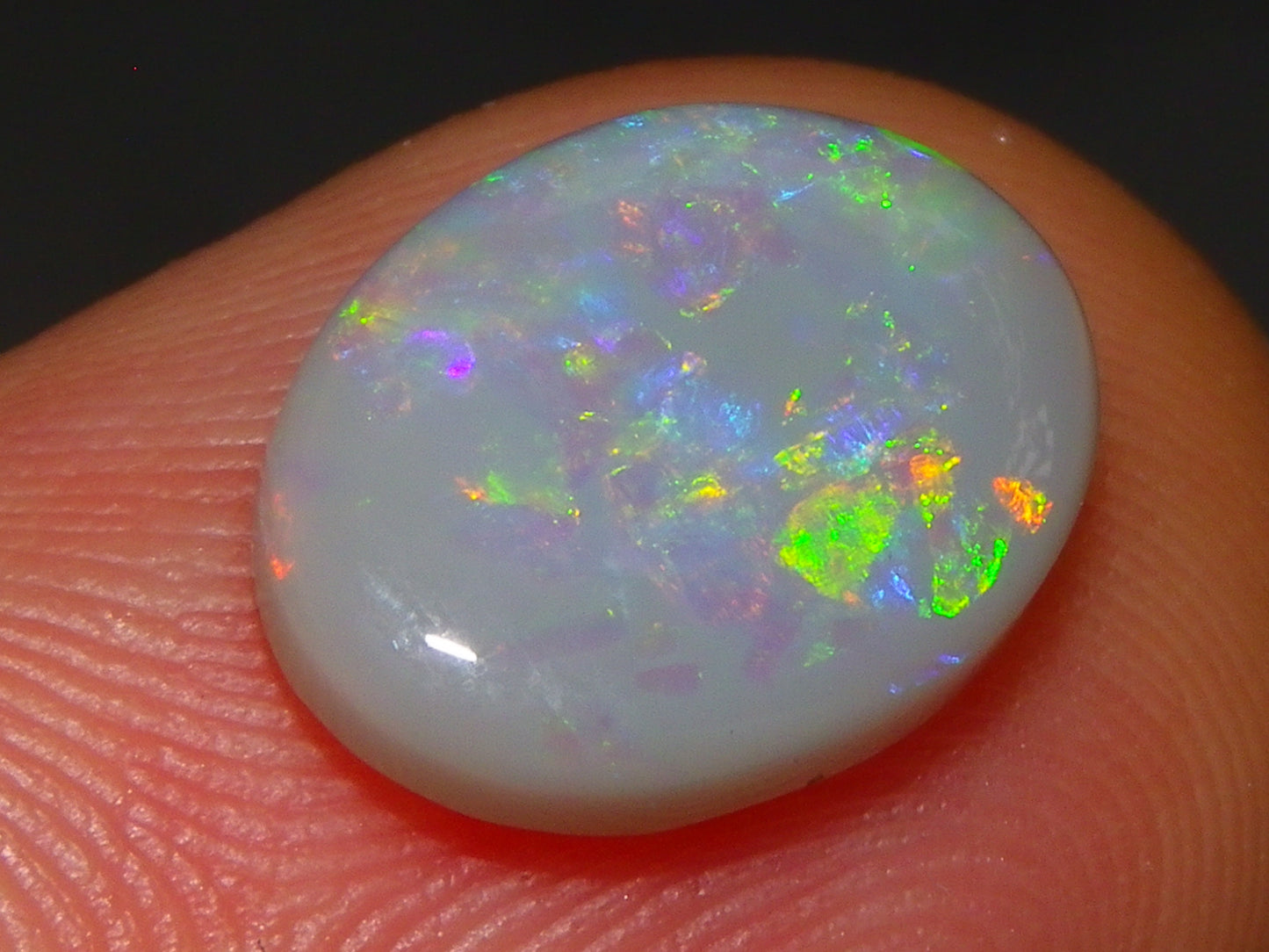 Gem Lightning Ridge Opal Cab 2.95cts Multicolour Fires Light Grey Base Australia
