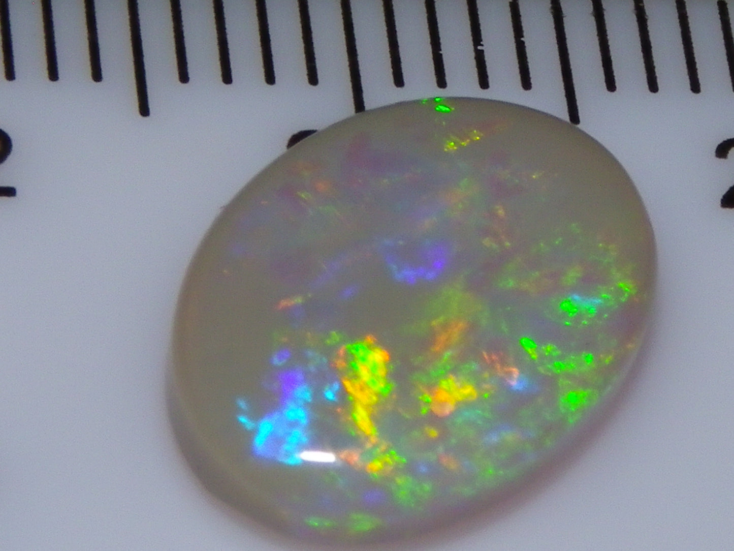Gem Lightning Ridge Opal Cab 2.95cts Multicolour Fires Light Grey Base Australia