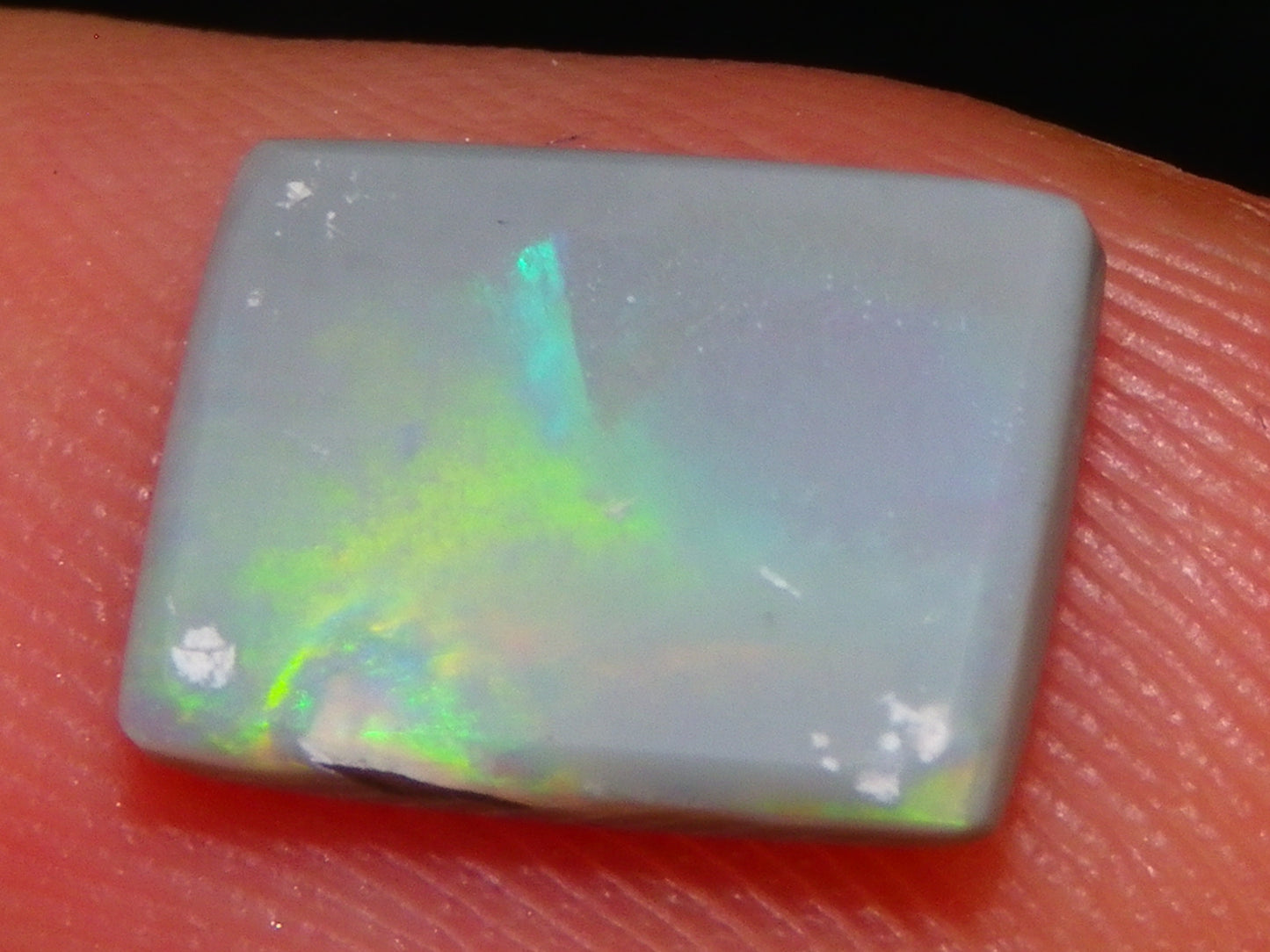 Gem Grey Lightning Ridge Opal Cab/Freeform Rectangle 1.53cts Red/Gold/Green Fires Ring