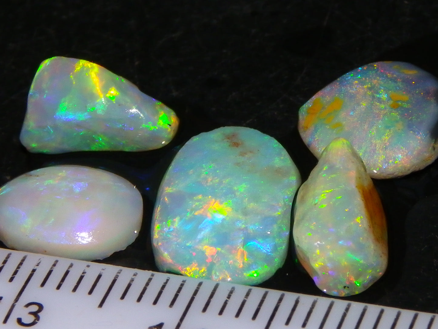 Nice Quality Rough/Rubbed Coober Pedy/LR Opal 8.25cts Bright Multicolours/Preforms Fires