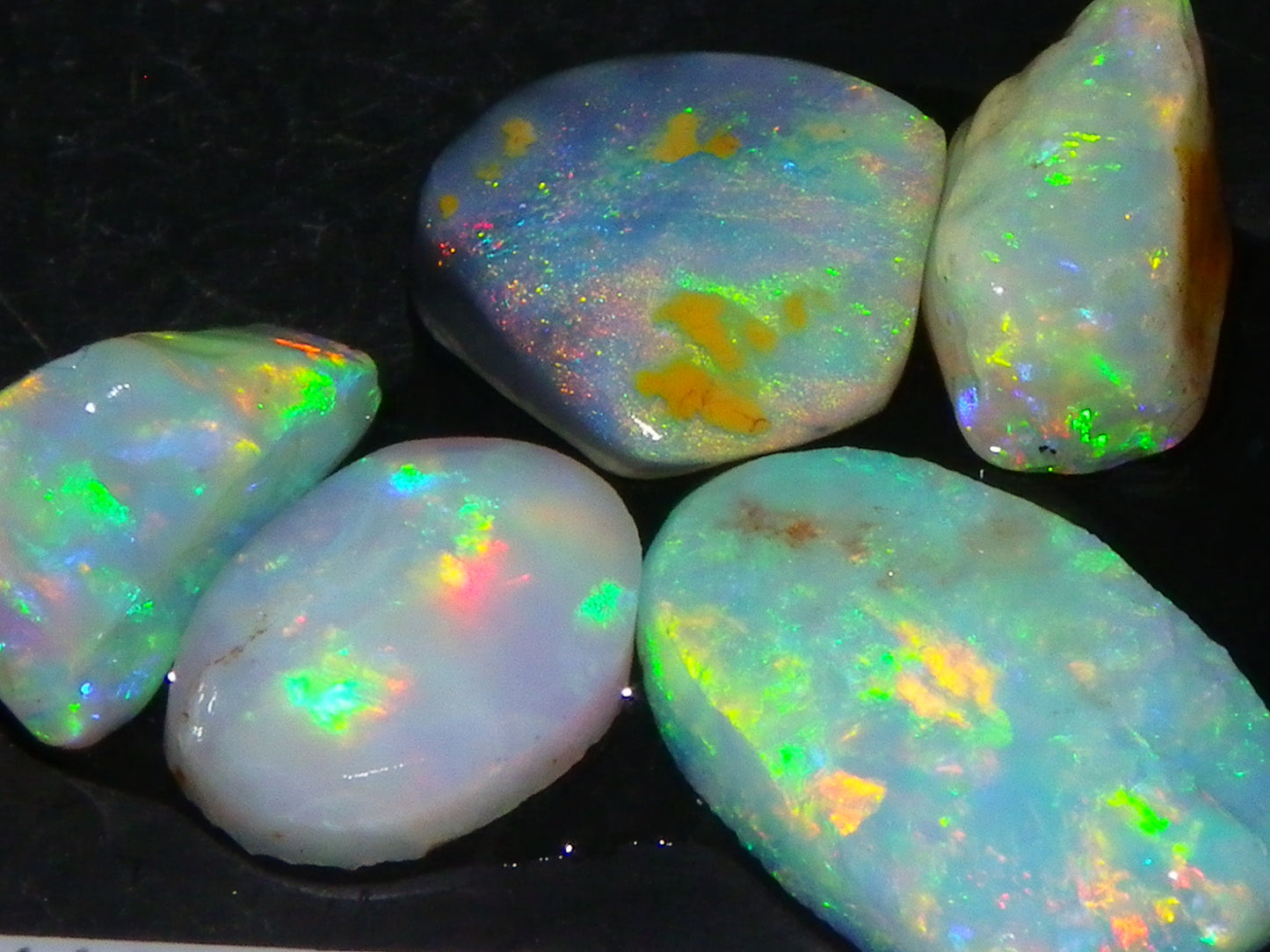 Nice Quality Rough/Rubbed Coober Pedy/LR Opal 8.25cts Bright Multicolours/Preforms Fires