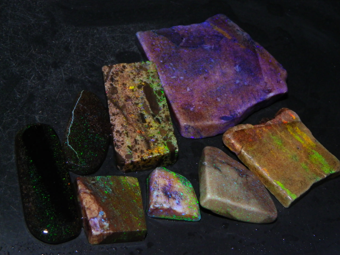 Nice Rough/Sliced/Treated Andamooka Matrix Opal 186cts Green/Blue/Oranges :)