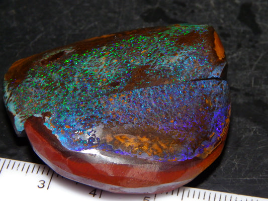 Very Nuce Rubbed Koroit Opal Sliced Nut Specimen Pair 267.5cts Blue/Green Pinfires Au