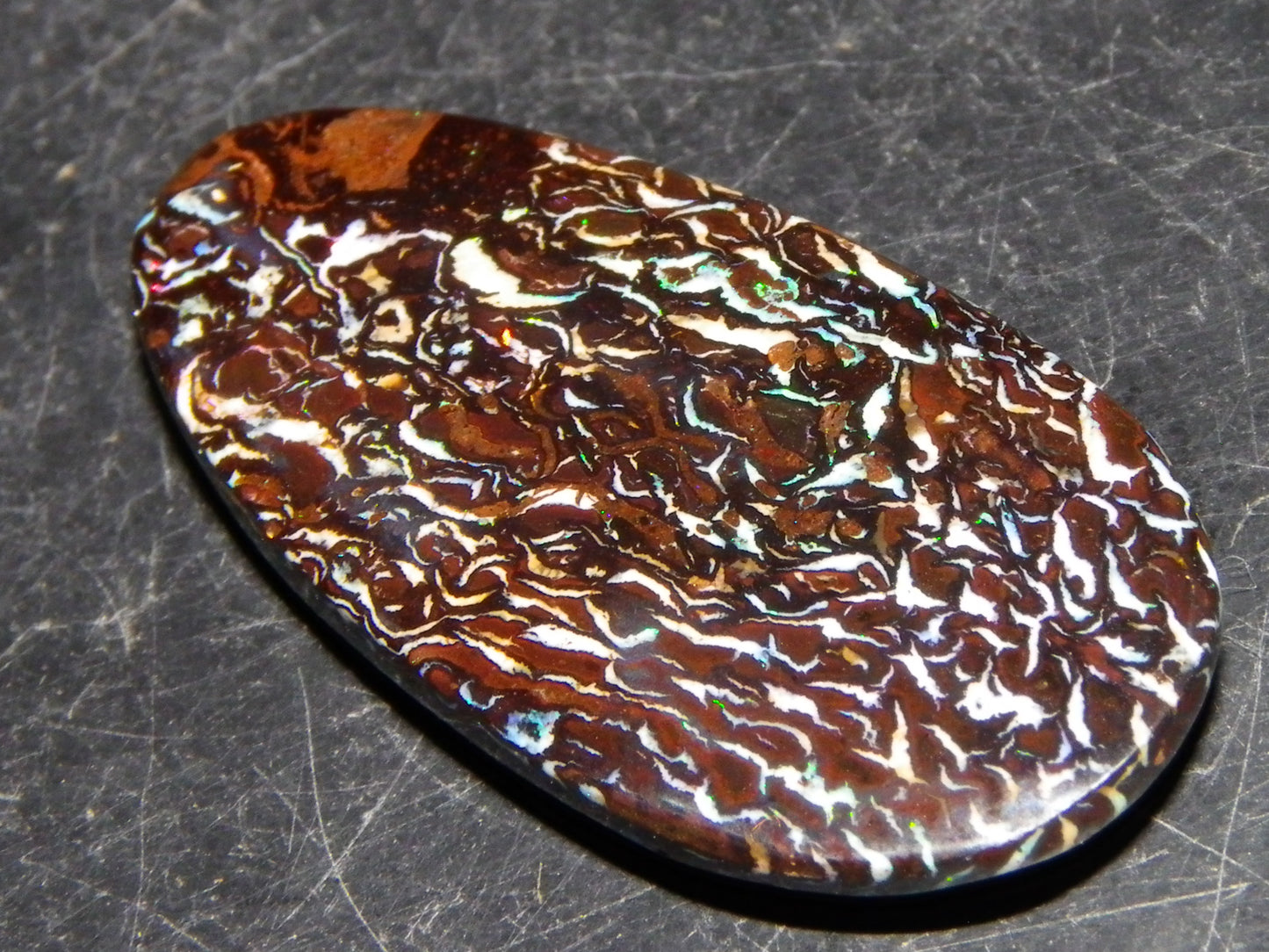 Nice Cut/Polished Koroit Opal Cab 14.8cts Patterns/Fires ironstones Queensland Au