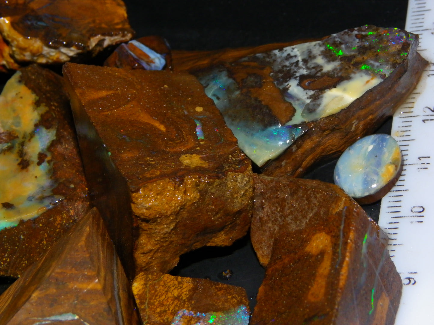 Nice Rough/Rubbed/Sliced Boulder Opal Parcel 913cts Some Veins/Fires/Specimens