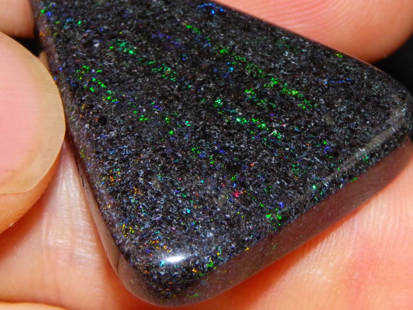 3 Nice Triangle Andamooka Matrix Opal Cabs 68cts Stripes/Fires Green/Blues Au