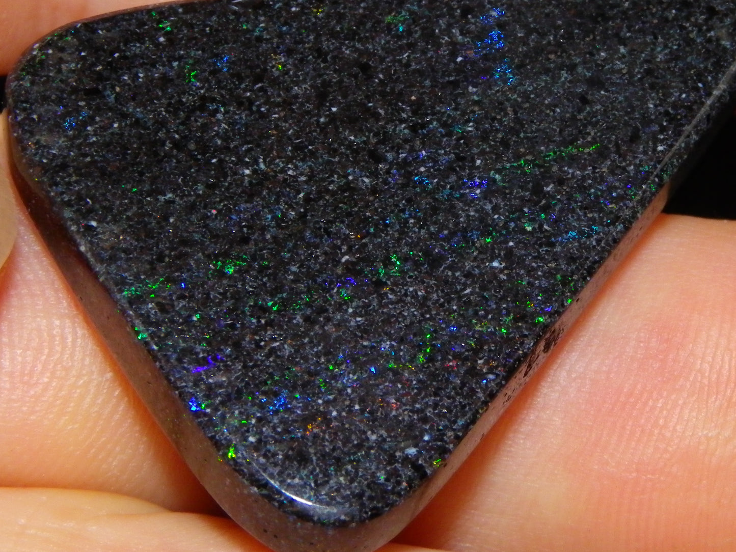 3 Nice Triangle Andamooka Matrix Opal Cabs 68cts Stripes/Fires Green/Blues Au