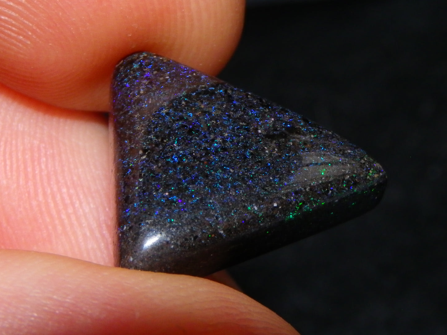 3 Nice Triangle Andamooka Matrix Opal Cabs 68cts Stripes/Fires Green/Blues Au