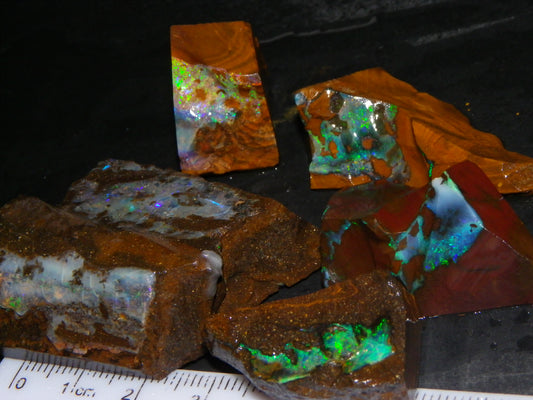 Nice Rough/Sliced/Rubbed Boulder Opal Parcel 350cts Queensland Australia :)