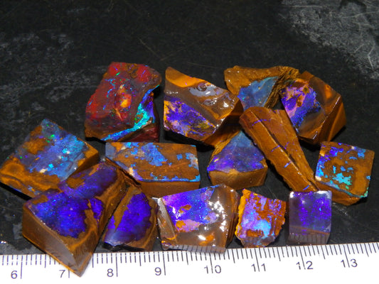 Nice Rough Boulder Opal Parcel 241cts Purple/Blue/Green Fires Crystal Ironstone Australia