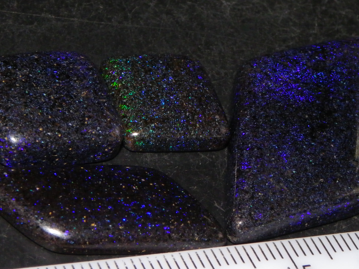 4 Nice Cut/Polished/Treated Matrix Opals 46.5cts Andamooka Australia Blue/Purples