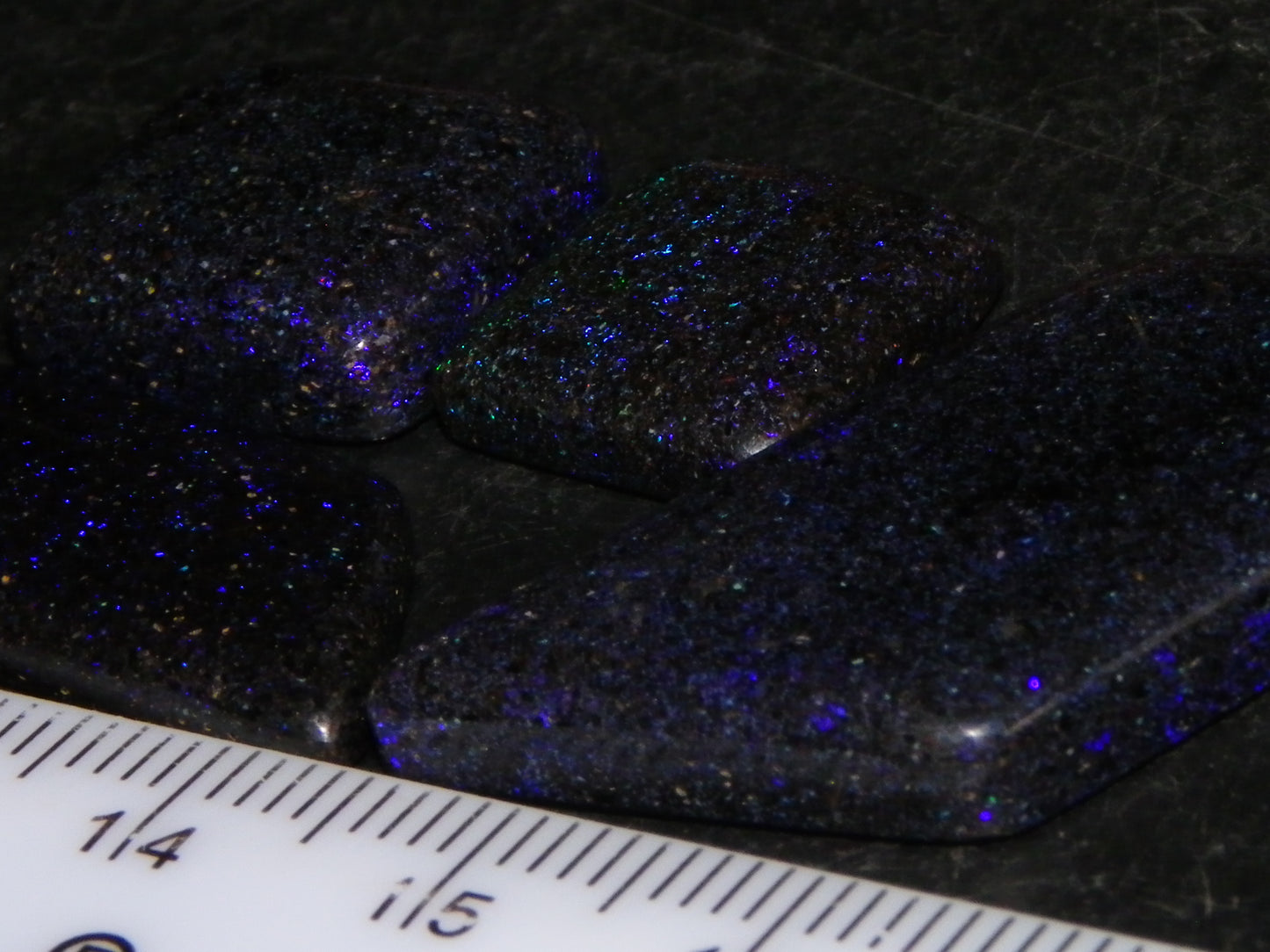 4 Nice Cut/Polished/Treated Matrix Opals 46.5cts Andamooka Australia Blue/Purples