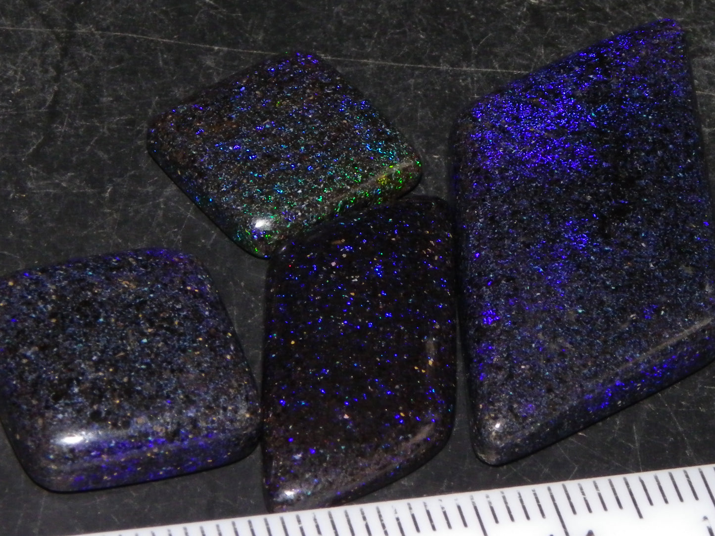 4 Nice Cut/Polished/Treated Matrix Opals 46.5cts Andamooka Australia Blue/Purples