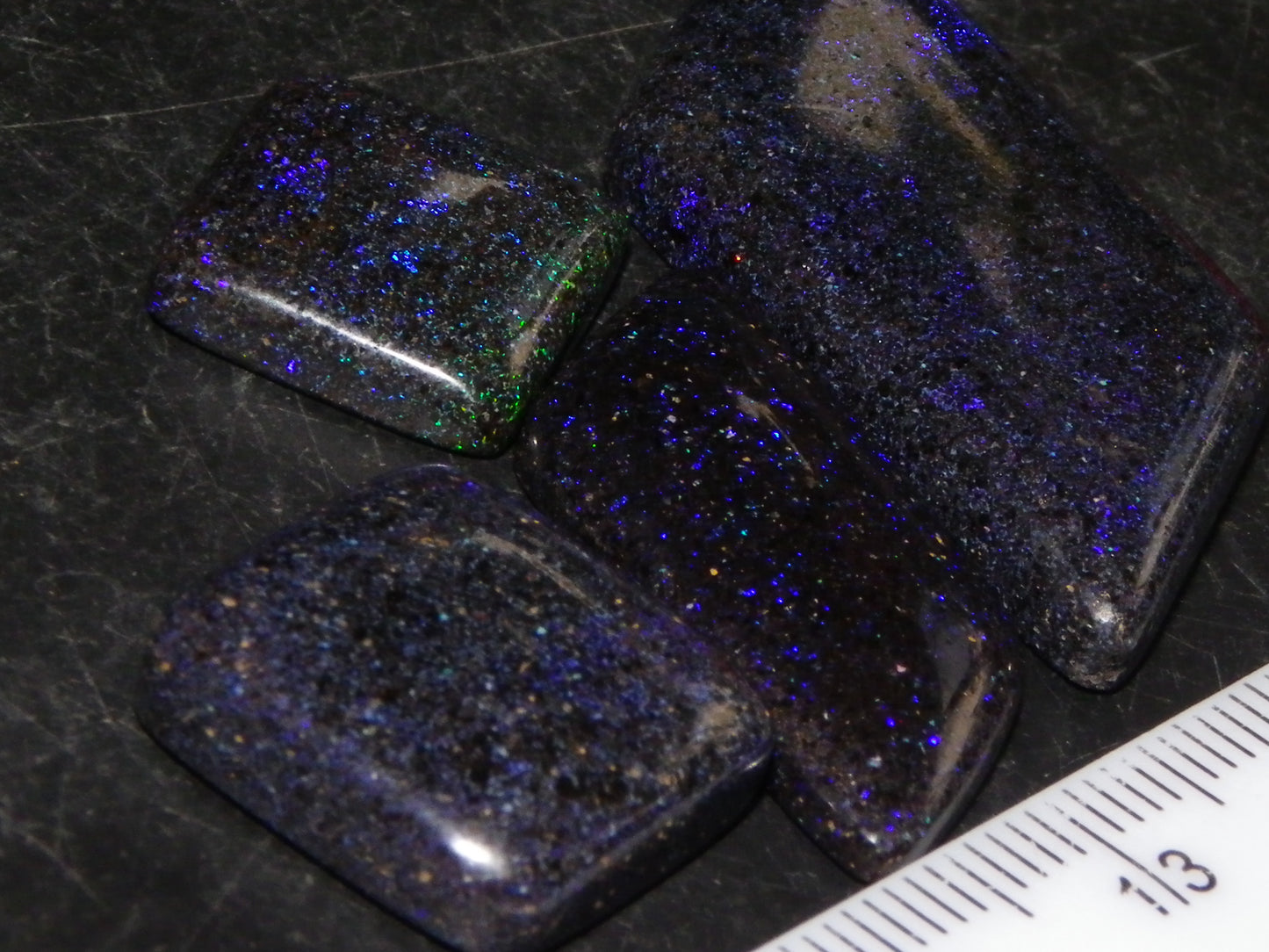 4 Nice Cut/Polished/Treated Matrix Opals 46.5cts Andamooka Australia Blue/Purples