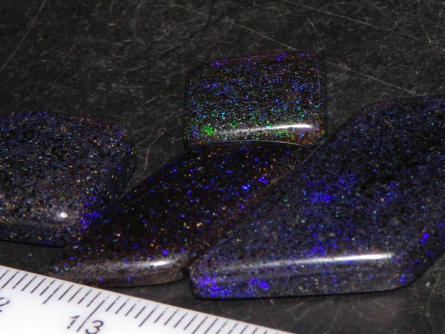 4 Nice Cut/Polished/Treated Matrix Opals 46.5cts Andamooka Australia Blue/Purples