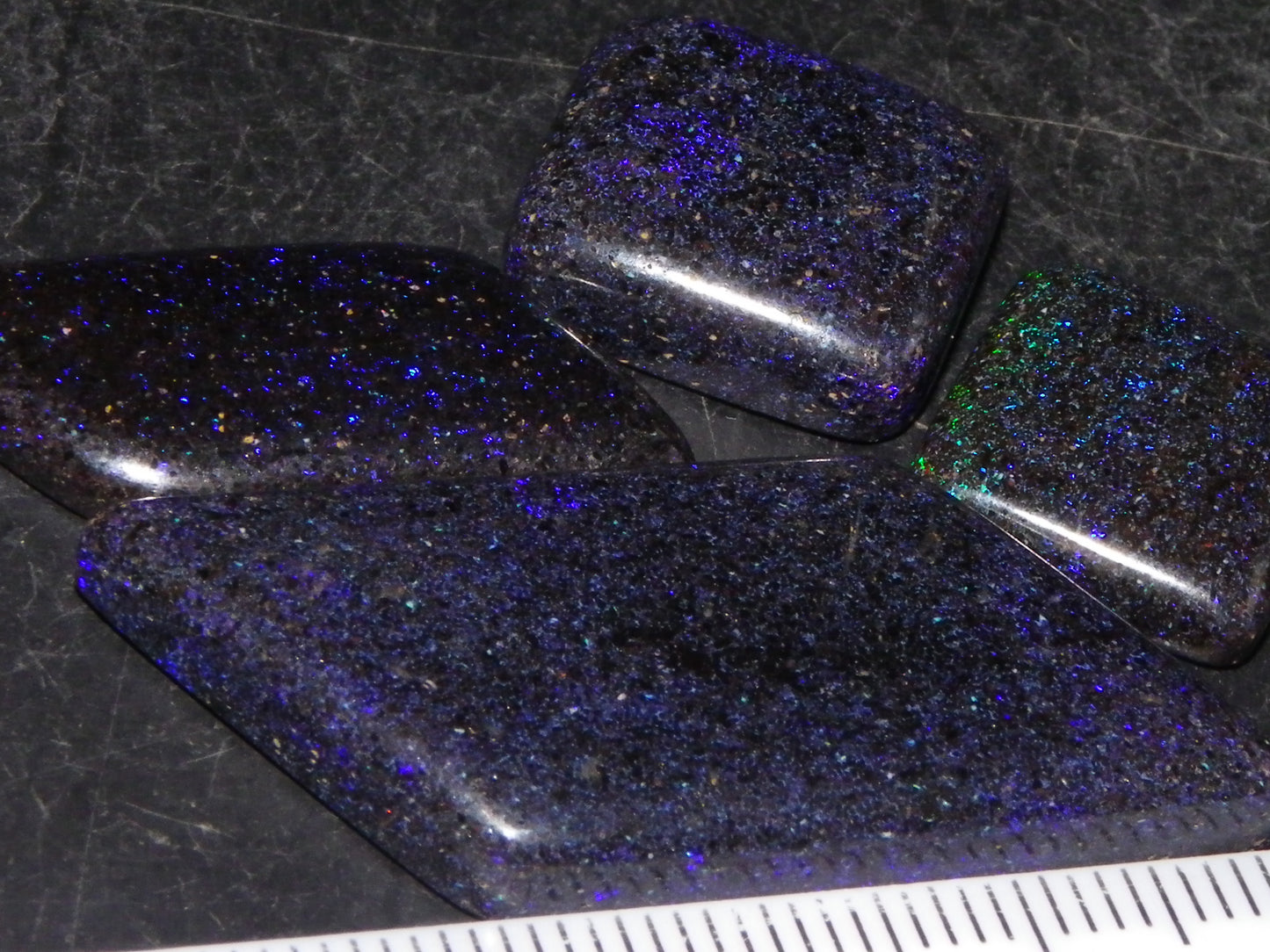 4 Nice Cut/Polished/Treated Matrix Opals 46.5cts Andamooka Australia Blue/Purples