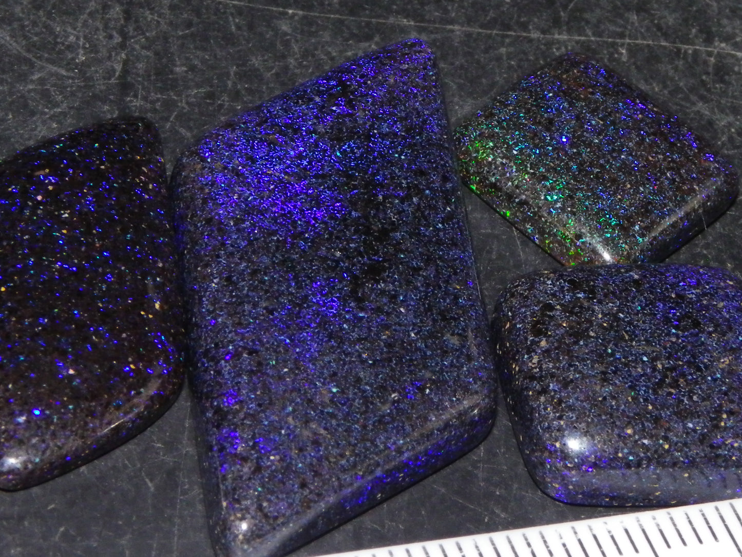 4 Nice Cut/Polished/Treated Matrix Opals 46.5cts Andamooka Australia Blue/Purples