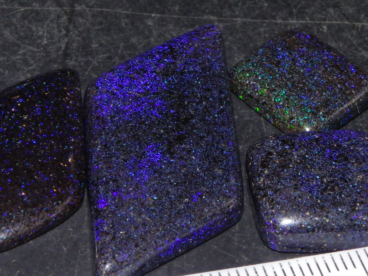 4 Nice Cut/Polished/Treated Matrix Opals 46.5cts Andamooka Australia Blue/Purples