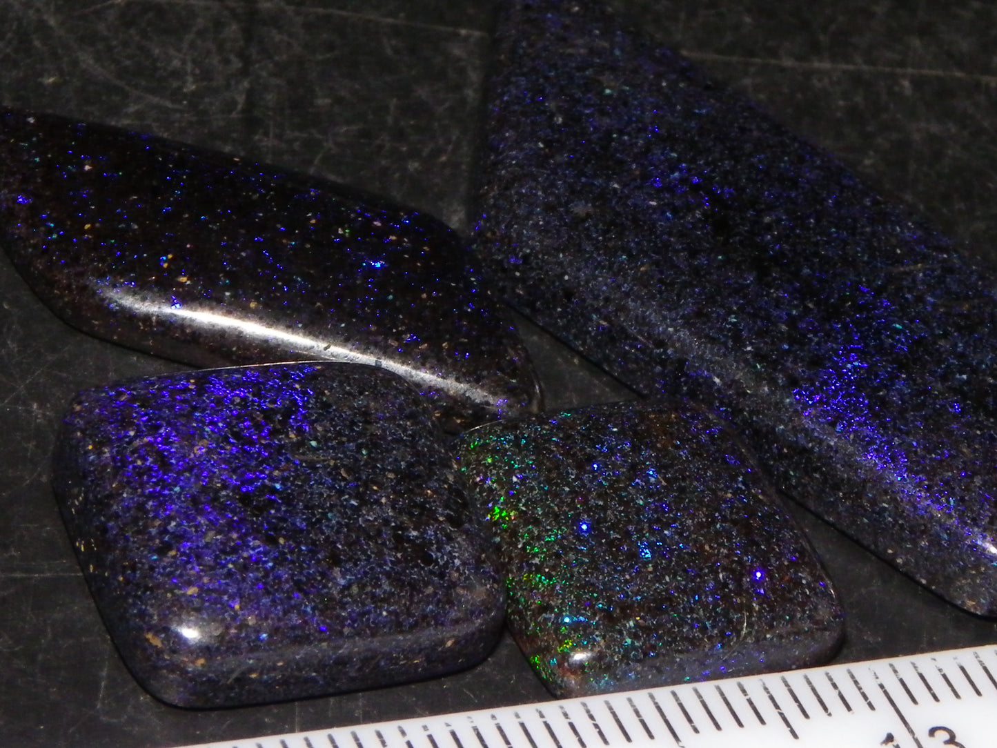 4 Nice Cut/Polished/Treated Matrix Opals 46.5cts Andamooka Australia Blue/Purples