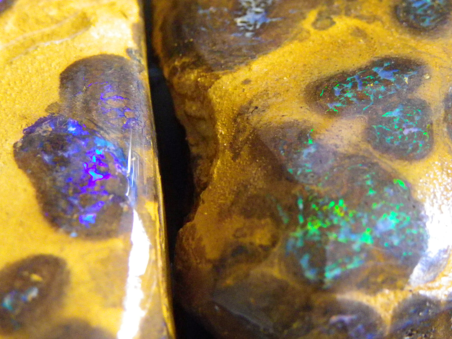 2 NIce rubbed Matrix Opal Specimens 371cts Queensland Australia Some Fires