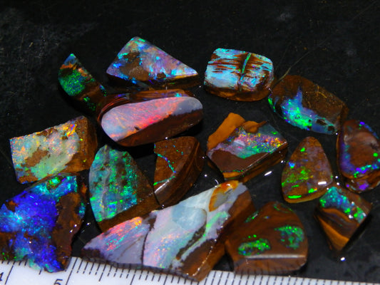 Nice Boulder Opal Rub/Rough Parcel 78cts Multicolour Fires/Patterns Queensland Australia