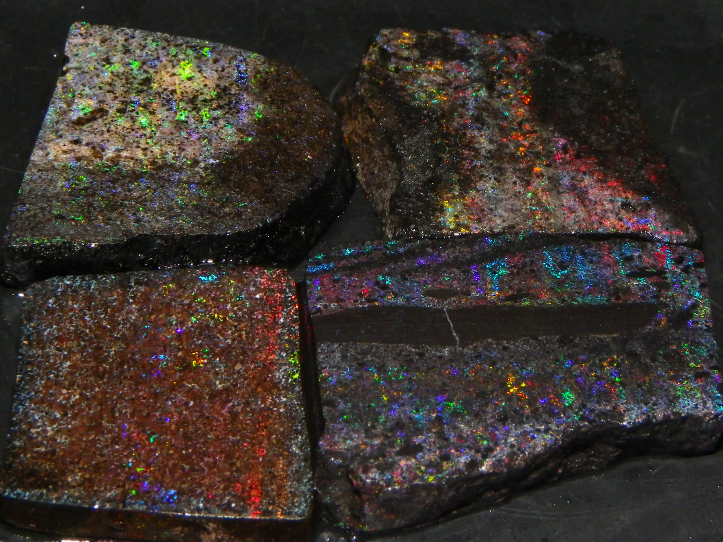 Nice Rough/Sliced/Treated Andamooka Matrix Opal Parcel 117.8cts Multicolours :)