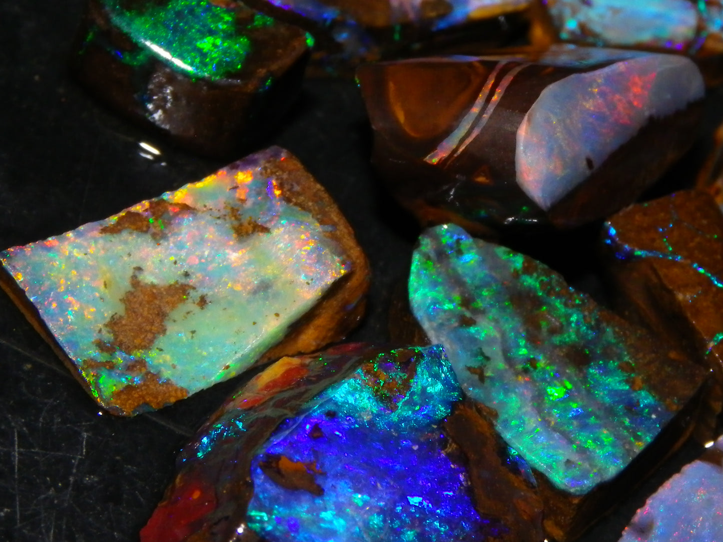 Nice Boulder Opal Rub/Rough Parcel 78cts Multicolour Fires/Patterns Queensland Australia