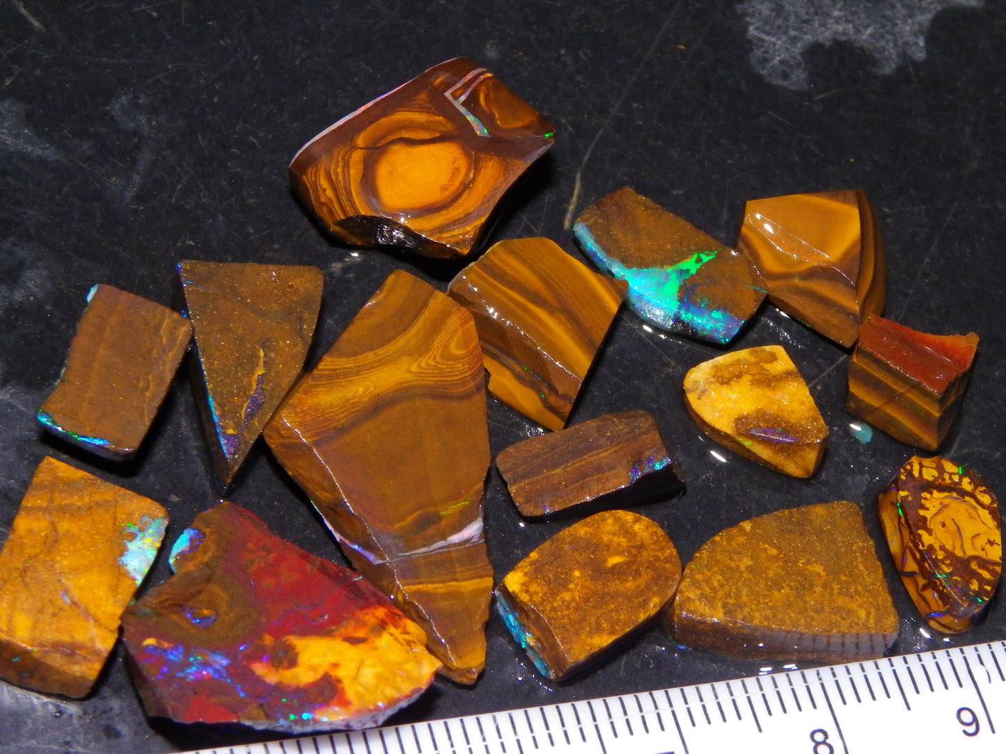 Nice Boulder Opal Rub/Rough Parcel 78cts Multicolour Fires/Patterns Queensland Australia