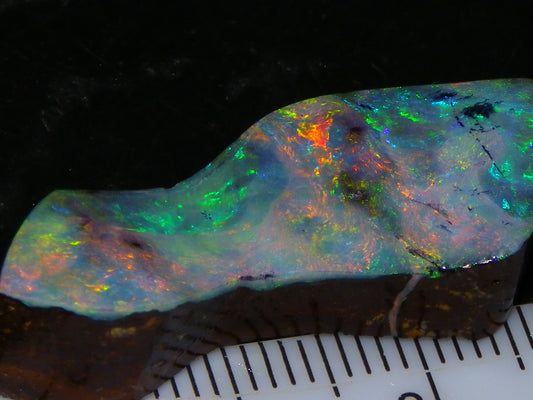 Nice Qld Boulder Opal Rub/Freeform 22.52cts Nice Fires/Multicolours Unusual Shape