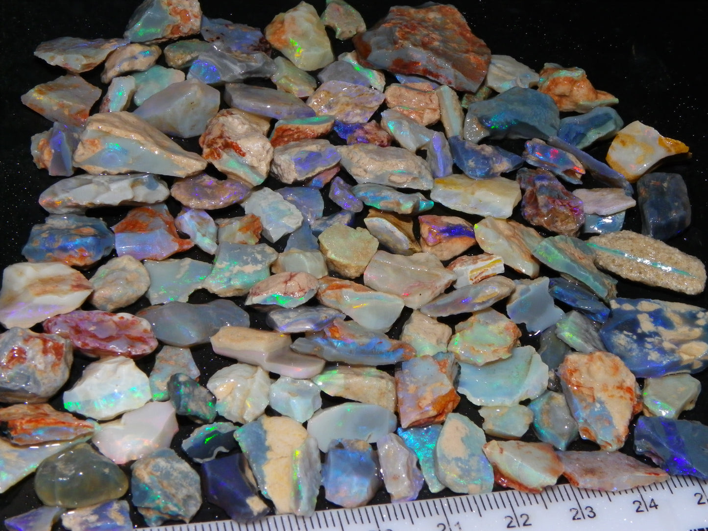 Nice Rough Lightning Ridge Opals 360cts Seam/Fossil/Nobby Green/Blue/Purple Fires