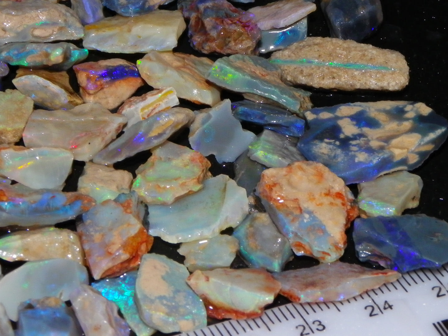 Nice Rough Lightning Ridge Opals 360cts Seam/Fossil/Nobby Green/Blue/Purple Fires