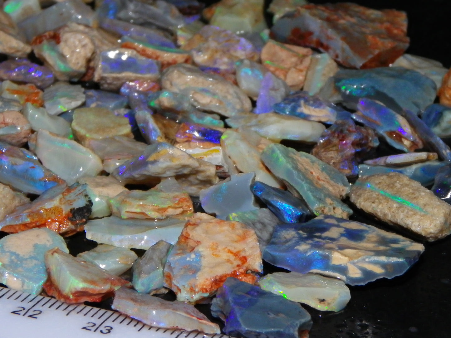 Nice Rough Lightning Ridge Opals 360cts Seam/Fossil/Nobby Green/Blue/Purple Fires