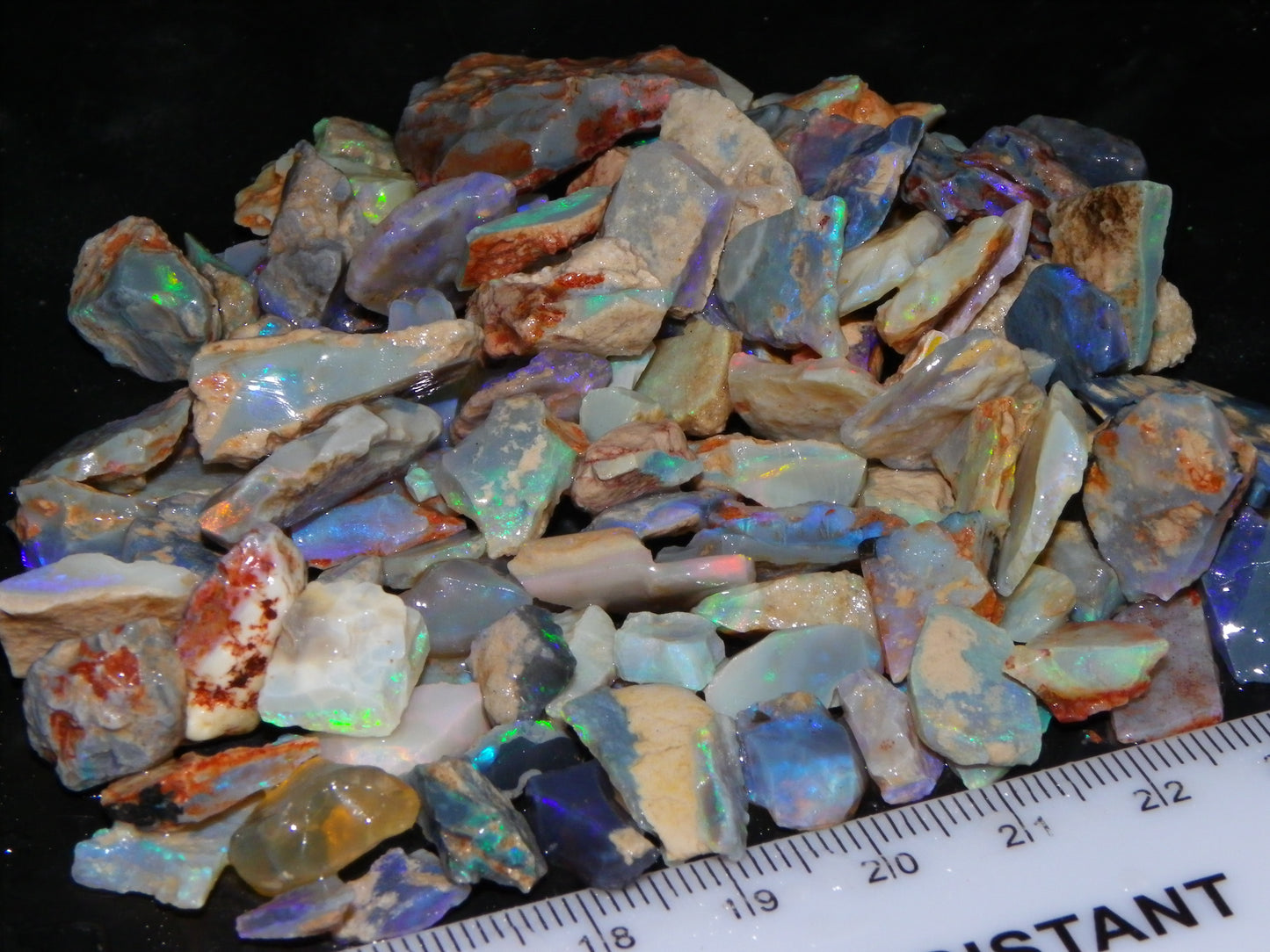 Nice Rough Lightning Ridge Opals 360cts Seam/Fossil/Nobby Green/Blue/Purple Fires