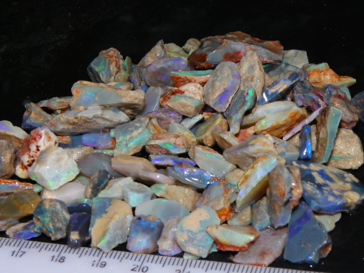 Nice Rough Lightning Ridge Opals 360cts Seam/Fossil/Nobby Green/Blue/Purple Fires