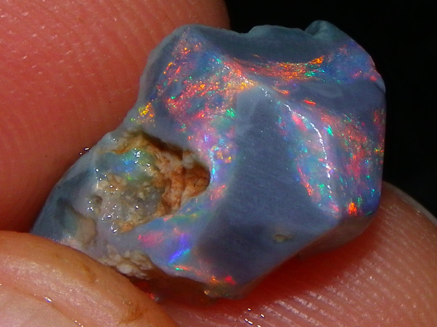 Nice Quality Rubbed Lightning Ridge Opal Parcel 18.04cts Dark Base Reds/Greens