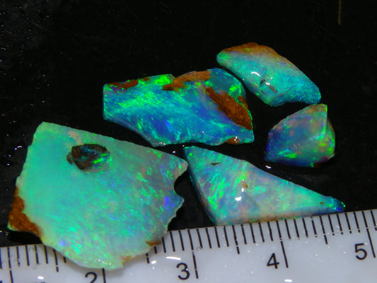 Nice Rough/Sliced Crystal Opal 15.08cts Koroit Queensland Australia Blue/Greens