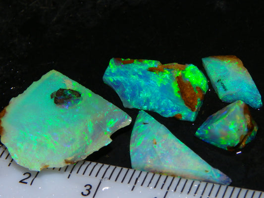 Nice Rough/Sliced Crystal Opal 15.08cts Koroit Queensland Australia Blue/Greens