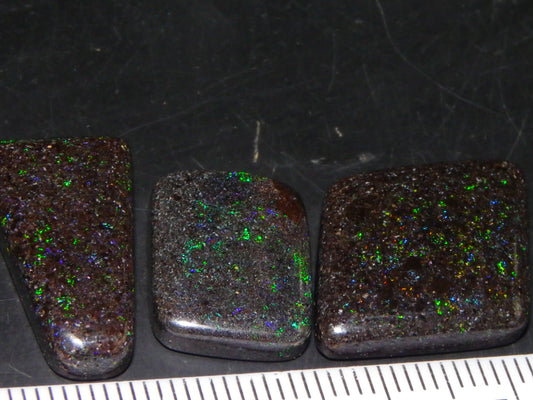 3 Nice Cut/Polished Andamooka Opal Cabs 24.9cts Polished/Treated Parcel Fires