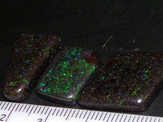 3 Nice Cut/Polished Andamooka Opal Cabs 24.9cts Polished/Treated Parcel Fires